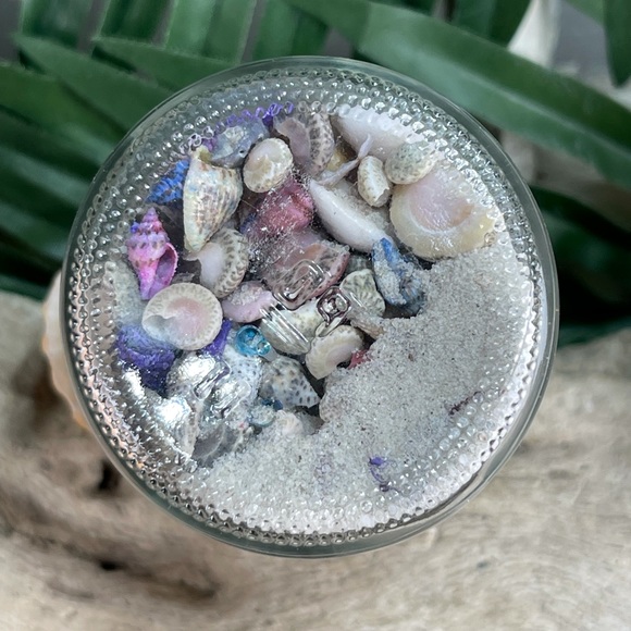 “Beach in a Bottle”  Seashells sand w Coral Shell Compass Wave Charms Nautical - Picture 13 of 16